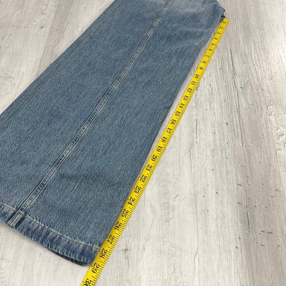 Madewell Wide Leg Sweep Trouser Relaxed Long Inseam High Rise Denim Jeans 23 - Picture 8 of 8